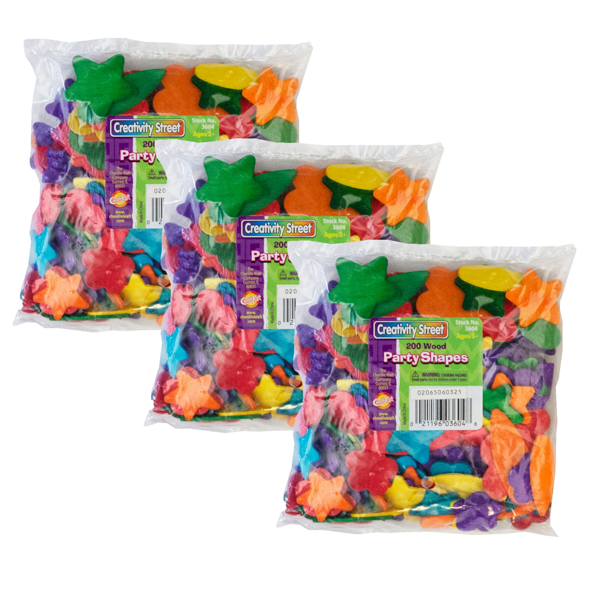 Creativity Street® Wood Party Shapes, 3 Packs of 200